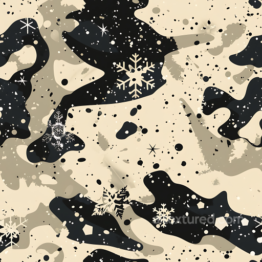 Winter Snow Camouflage PBR Texture with Snowflake Accents seamless Color Camouflage PBR texture