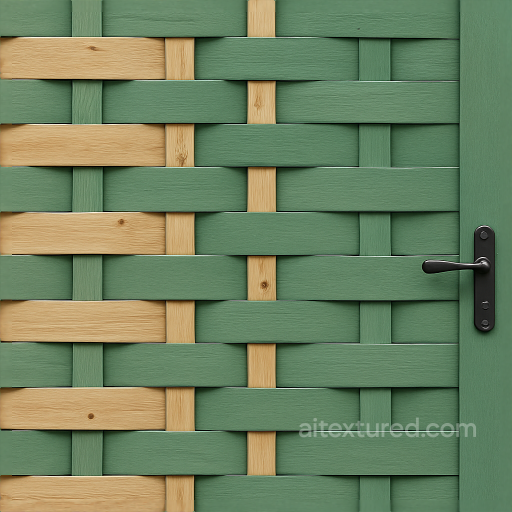 Seamless 8K 3D Texture PBR Woven Wood Garden Fence With Green Fence Paint And Fence Latch… seamless Fences PBR texture