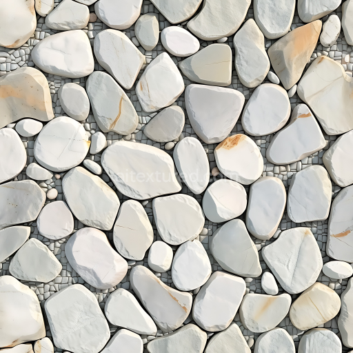 Seamless 3D PBR Texture of Smooth White River Rocks with Natural Weathering