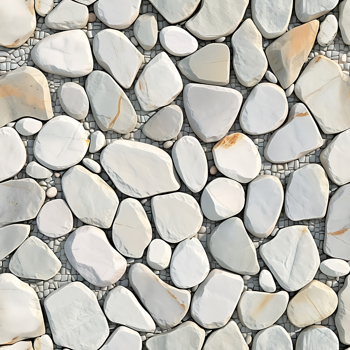 Stone of Smooth White River Rocks with Natural Weathering seamless PBR texture preview