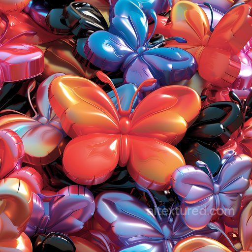 Inflated PBR Texture of Colorful Butterfly-Shaped Vinyl Panels seamless Inflated PBR texture