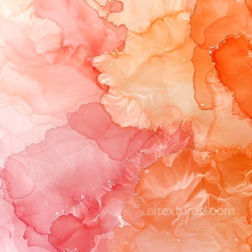 Alcohol Ink PBR Texture Featuring Peach and Coral Fluid Swirls with Soft Translucent Laye… seamless Alcohol ink PBR texture