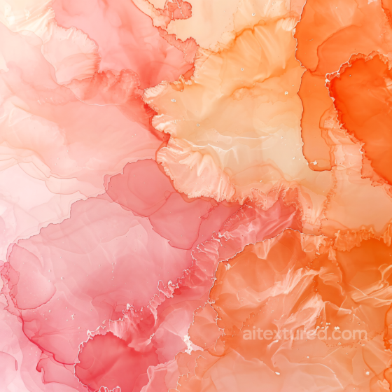 Alcohol Ink PBR Texture Featuring Peach and Coral Fluid Swirls with Soft Translucent Laye… Alcohol ink texture preview