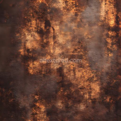 Seamless 3D PBR Rusted Metal Texture with Corroded Holes and Dark Orange Patina