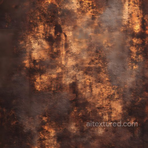 Rusted Metal Texture with Corroded Holes and Dark Orange Patina seamless Rust PBR texture
