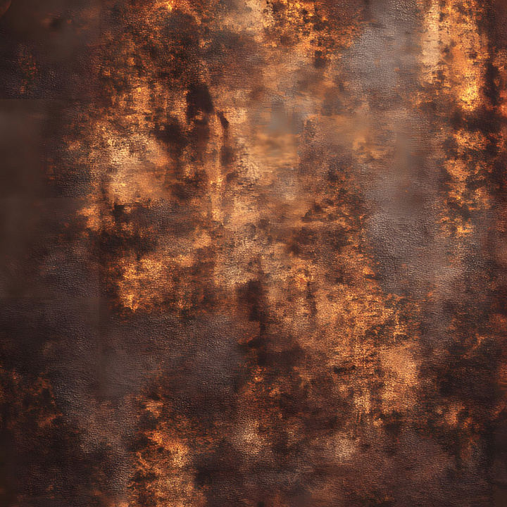 Rusted Metal with Corroded Holes and Dark Orange Patina seamless PBR texture preview