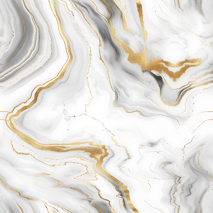 Glossy White Marble with Elegant Gold Veining seamless PBR texture preview