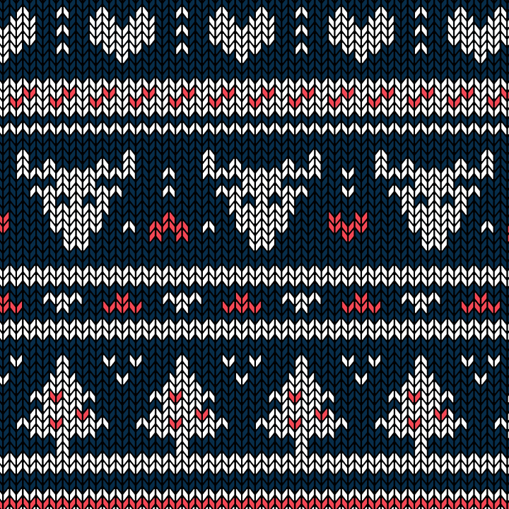 Knitted Fabric With White Reindeer And Christmas Trees seamless PBR texture preview