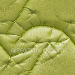 seamless Seamless 3D PBR Quilted Lime Green Leather Upholstery Texture with Fine Grain and Rounded Stitching texture 8k free download PBR