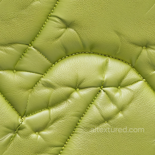 Quilted Lime Green Leather Upholstery Texture with Fine Grain and Rounded Stitching seamless Leather PBR texture