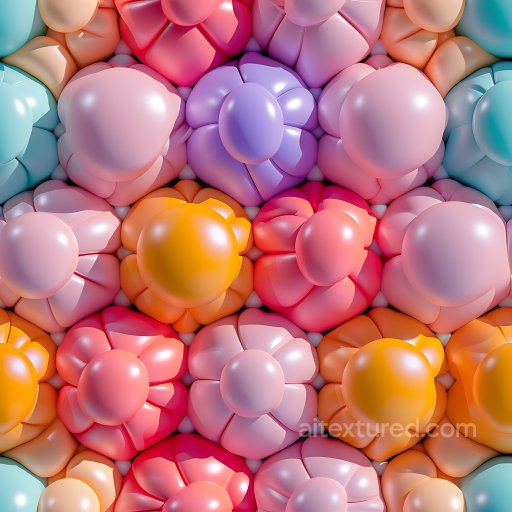 Inflated Puffy Panels PBR Texture in Pastel Colors seamless Inflated PBR texture