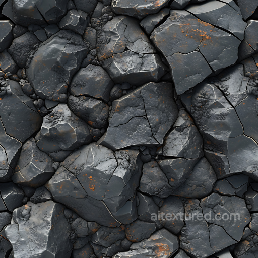 fractured basalt rock PBR texture with dark cracked stones seamless Stone PBR texture