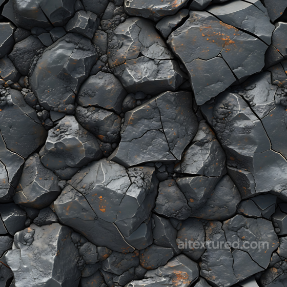 fractured basalt rock PBR texture with dark cracked stones Stone texture preview