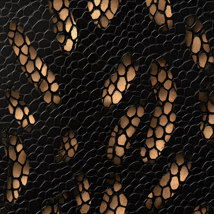 Reptile Cracked Skin With Glossy Black And Tan Scales seamless PBR texture preview