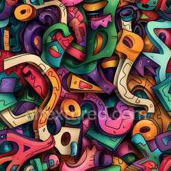 seamless Seamless 3D PBR Texture Featuring Colorful Abstract Graffiti Shapes texture 8k free download PBR