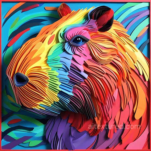 Animal - Seamless 3D PBR Texture of Vibrant Multicolored Capybara Inspired Origami Fur texture preview
