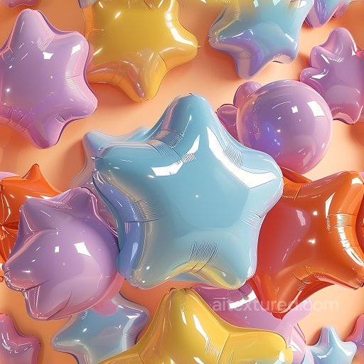 Inflated PBR Texture of Colorful Vinyl Star-Shaped Balloons seamless Inflated PBR texture
