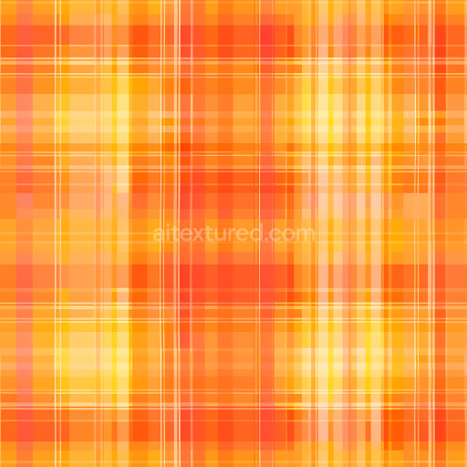 Seamless 3D PBR Texture of Bright Orange and Yellow Plaid Pattern