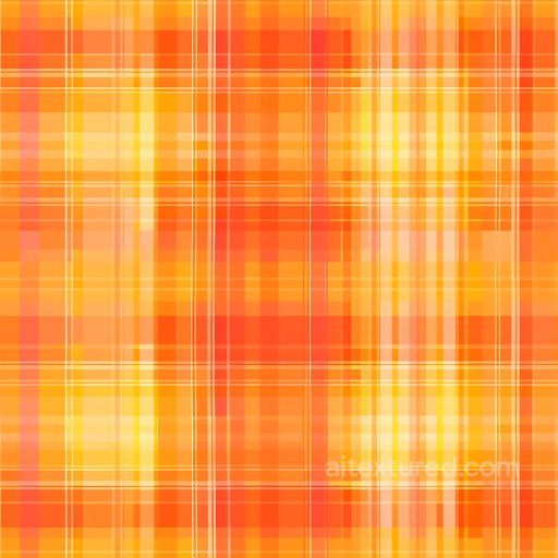 Seamless 3D PBR Texture of Bright Orange and Yellow Plaid Pattern texture preview