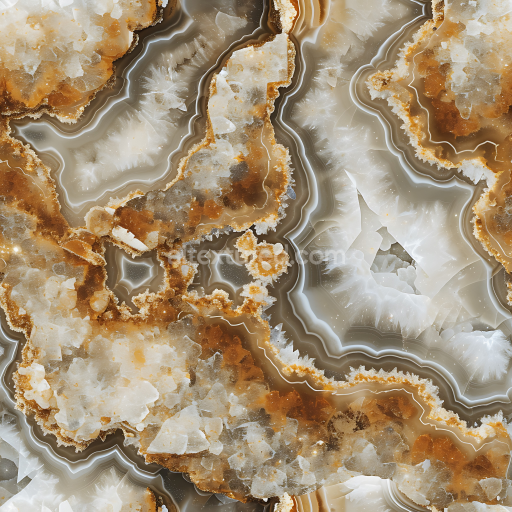 Seamless 3D Agate Stone PBR Texture Featuring Brown and White Crystal Patterns