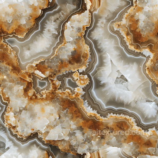 Agate Stone PBR Texture Featuring Brown and White Crystal Patterns seamless Stone PBR texture