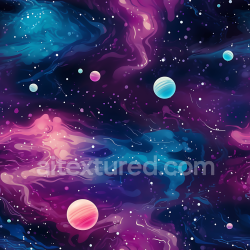 seamless Seamless 3D Space PBR Texture Featuring Colorful Nebula Clouds and Stylized Planets texture 8k free download PBR