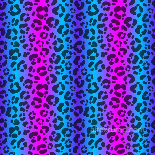 Neon Leopard Print Fabric Texture with Gradient Colors seamless Leopard Print PBR texture