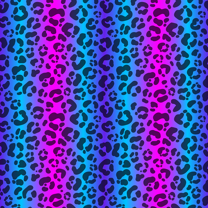 Neon Leopard Print Fabric with Gradient Colors seamless PBR texture preview