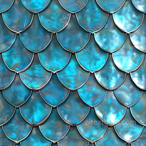 Seamless 3D PBR Texture of Glossy Blue Overlapping Scales with Reflective Detailing texture preview