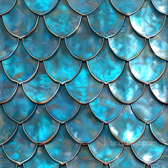 Glossy Blue Overlapping Scales Seamless Texture with Reflective Detailing Glossy texture preview