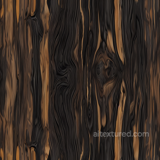 Charred Dark Wood Planks PBR Texture with Distinctive Grain Patterns seamless Wood PBR texture