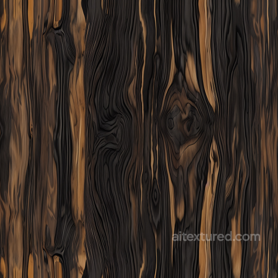 Charred Dark Wood Planks PBR Texture with Distinctive Grain Patterns Wood texture preview