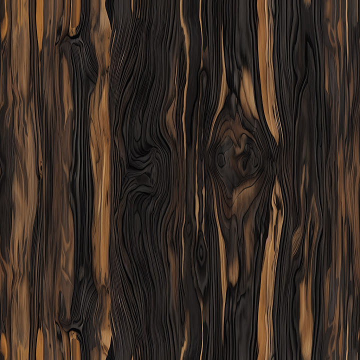 Charred Dark Wood Planks with Distinctive Grain Patterns seamless PBR texture preview