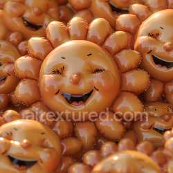 seamless Seamless 3D Inflated Toy Balloon PBR Texture with Glossy Orange Smiling Faces texture 8k free download PBR