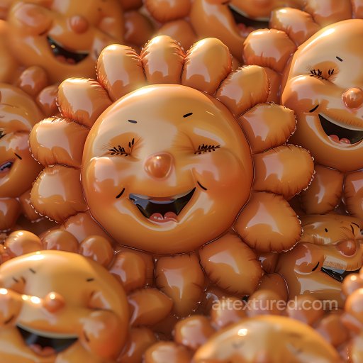 Inflated Toy Balloon PBR Texture with Glossy Orange Smiling Faces seamless Inflated PBR texture