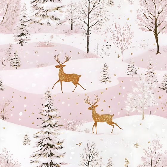 All Christmas Digital paper Texture of Snowy Winter Forest with Golden Deer Pattern All Christmas Digital paper texture preview