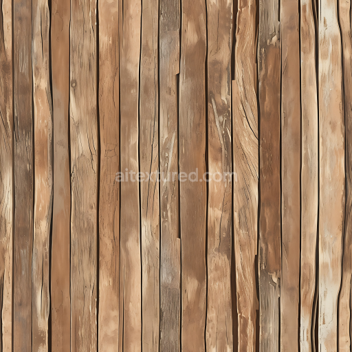 Seamless 3D Weathered Wooden Planks PBR Texture with Natural Grain & Cracks