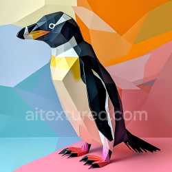 seamless Seamless 3D PBR low-poly Chinstrap Penguin texture in geometric style texture 8k free download PBR