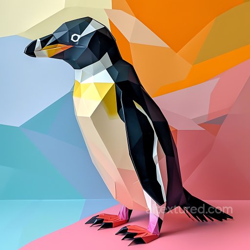 Animal - Seamless 3D PBR low-poly Chinstrap Penguin texture in geometric style texture preview