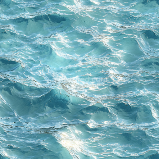 Seamless 3D PBR Water Texture of Bright Turquoise Ocean Surface with Gentle Waves