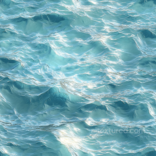Water Texture of Bright Turquoise Ocean Surface with Gentle Waves seamless Water PBR texture