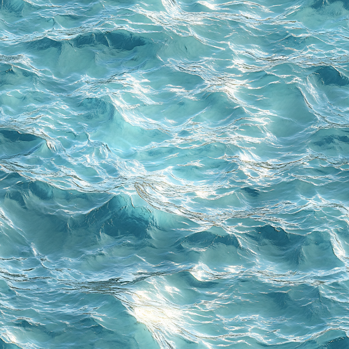 Water of Bright Turquoise Ocean Surface with Gentle Waves seamless PBR texture preview