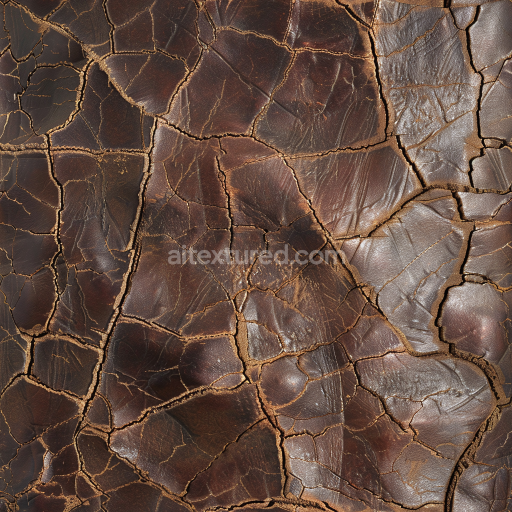 Seamless 3D PBR Texture of Cracked Distressed Dark Brown Leather