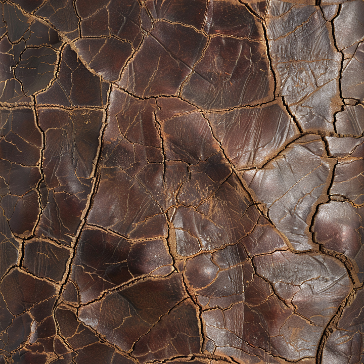 Cracked Distressed Dark Brown Leather seamless PBR texture preview