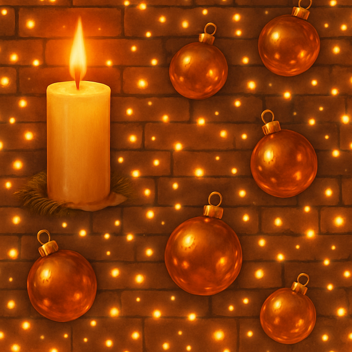 of Warm Candlelight Glowing Holiday Surface seamless PBR texture preview