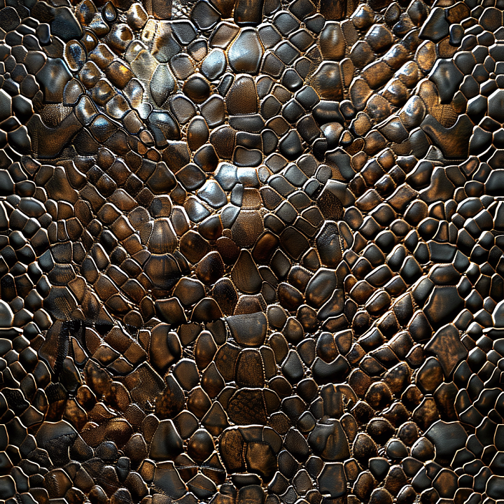 Glossy Reptile-Inspired Brown Leather With Natural Grain seamless PBR texture preview