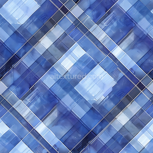 Seamless 3D PBR Texture of Layered Blue Plaid with Glossy, Smooth Surface