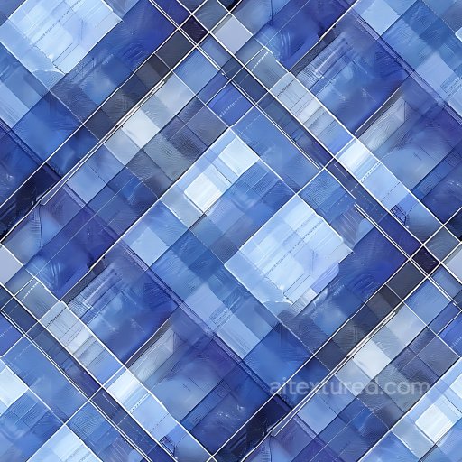 Seamless 3D PBR Texture of Blue Brushed Metal Panels with Geometric Plaid Pattern texture preview
