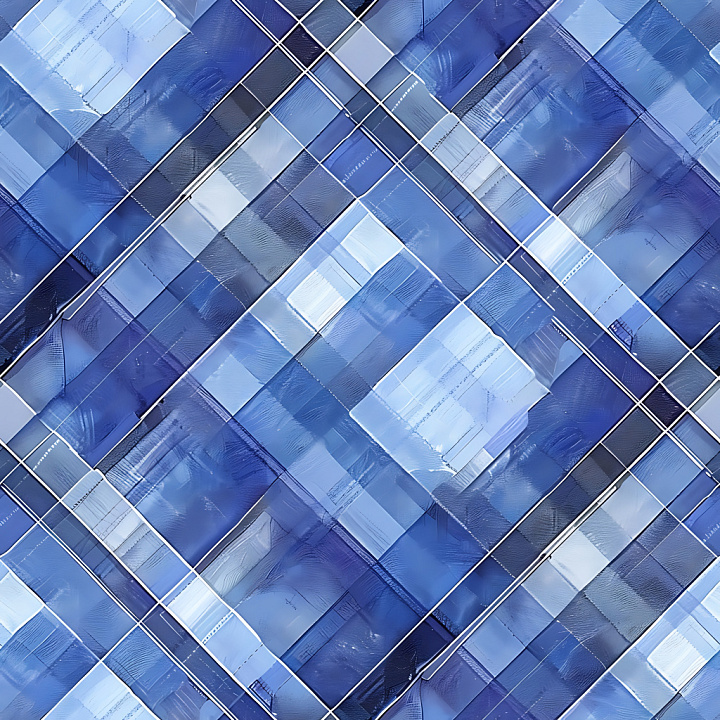 Layered Blue Plaid with Glossy, Smooth Surface seamless PBR texture preview