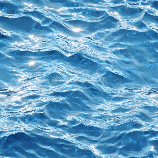 Seamless 3D Water PBR Texture of Realistic Ocean Surface with Sunlit Waves